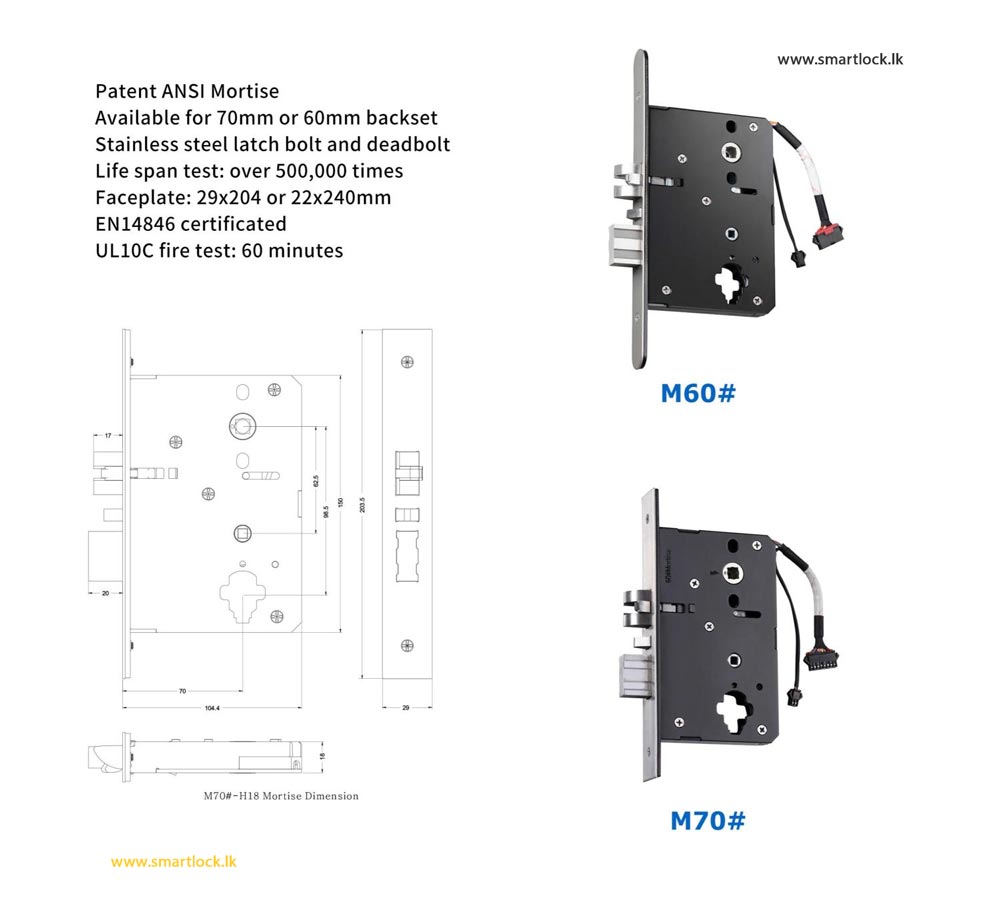 Hotel Door Locking System mortise ansi Sri Lanka.